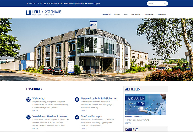 Website der Firma Heilein Systemhaus in Erkrath